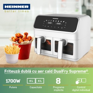FRITEUZA DUBLA CU AER CALD HEINNER DUALFRY SUPREME HAF-H8DB17WH - Img 4