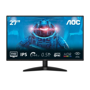 Monitor AOC 27" 27B36X, Diagonal (inch): 27, Diagonal (cm): 68, Aspect ratio: 16:9, Panel: IPS, Resolution: 1920x1080, Refresh Rate: 144Hz, Response time GtG: 4ms, Response time MPRT: 0.5ms, Brightness (max): 300 cd/m², Contrast (static) : 1500:1,