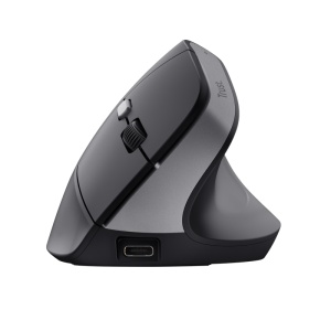 Mouse ergonomic fara fir Trust Bayo II, rezolutie maxima 2400 DPI, 6 butoane, interfata USB-C, 2.4GHz, negru - Img 4