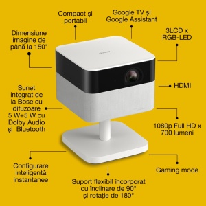 PROJECTOR EPSON EF-71 DIAMOND WHITE, Tehnologie 3LCD, LCD 0.62", Luminozitate: 700 lumeni, Rezolutie: 1080p, Aspect ratio: 16:9, Contrast: 5,000,000 : 1, Sursa lumina: LED, Durata de viata: 20.000 ore, Refresh rate: 192 Hz - 240 Hz, Suport HDR, - Img 3