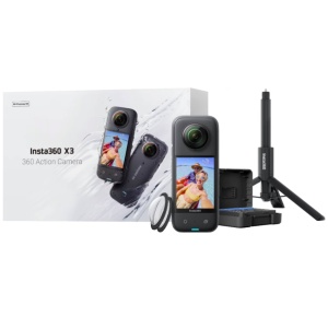 Set camera de actiune, Insta360. X3 All-Purpose Kit, Pentru camera X3, 2 protectoare lentile, Baterie de rezerva, Trepied, Selfie stick, Negru - Img 2