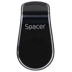 Suport auto Spacer pentru smartPhone, fixare in grilaj bord, prindere magnetica telefon 360 grade, negru - Img 2
