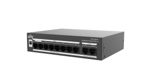 Switch Uniview NSW2020-8T2GT-POE-IN; Porturi:8×100Mbps network ports (RJ45)+2×1000Mbps ports, including 8 PoE ports; Maxim 30 W per port, Buget 120 W; Performanta: Switching capacity 5.6 Gbps, Forwarding 4.17Mpps; Functii: Up to 250m transmission