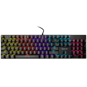 Tastatura mecanica SPACER USB GLADIATOR, switch-uri mecanice rosii, 104 taste, anti-ghosting 26 taste, iluminare RGB , negru