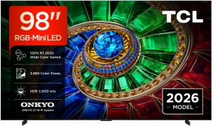 Televizor TCL RGB-MiniLed 98RM7L, 248 cm, Smart Google TV, 4K Ultra HD, 144Hz, Clasa D (Model 2026)