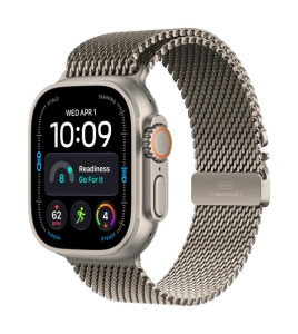 Apple Watch Ultra 4 GPS + Cellular 49mm Natural Titanium Case with Natural Titanium Milanese Loop - L