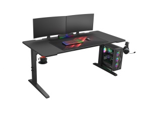 Birou gaming Genesis Holm Modular 160, material lemn/metal, reglabil pe inaltime 70 - 90 cm, iluminare RGB, management cabluri, negru - Img 5