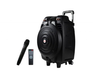 Boxa portabila Akai cu troller, putere totala 50W, autonomie 2-3h la volum maxim, timp de incarcare 4-6h, slot USB & SD card, raza de functionare de pana la 10m, functie de karaoke, microfon fara fir inclus, telecomanda inclusa, negru - Img 4