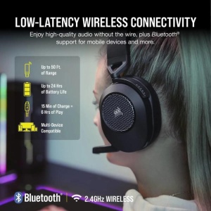 Casti gaming CORSAIR HS65 SURROUND WIRELESS V2 7.1 SURROUND, autonomie baterie 24h - Img 8