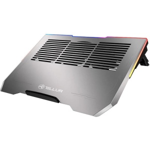 Cooler laptop Tellur Shade, pentru laptpori cu dimensiunea de 17", 3 ventilatoare, conexiune USB-A sau USB-C plug and play, iluminare RGB LED, gri - Img 3