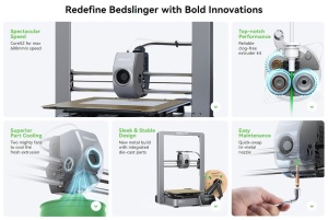CREALITY ENDER-3 V3 3D PRINTER, Tehnologie: FDM, Volum printare: 220*220*250mm, Dimensiuni imprimanta: 358*374*498mm, 7.83kg, Viteza printare: ≤600mm/s, Acuratete: ±0.2mm, Inaltime strat: 0.1-0.35mm, Diametru filament: 1.75mm, transfer fisiere: USB drive - Img 5