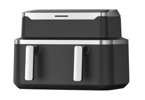 Friteuza dubla cu aer cald Heinner HAF-DDB9BK26, putere: 2600W, capacitate: 9L, control digital individual, temperatura: 80-220 grade C, timer 60 min, 10 programe presetate, auto-oprire, negru