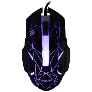 KIT Gaming Tastatura si Mouse Spacer SP-GK-01 cu fir, USB, tastatura RGB rainbow + mouse optic 7 culori, black - Img 5