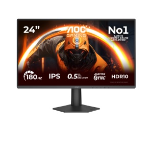 Monitor AOC 23.8" 24G50F, Diagonal (inch): 23.8, Diagonal (cm): 60.5, Aspect ratio: 16:9, Panel: IPS, Resolution: 1920x1080, Refresh Rate: 180Hz, Response time GtG: 4ms, Response time MPRT: 0.5ms, Brightness (max): 300 cd/m², Contrast (static) : 1500:1,