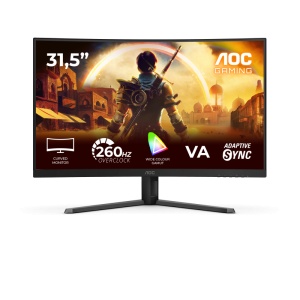 Monitor AOC 31.5" C32G42ZE, Curvature: 1500R, Diagonal (inch): 31.5, Diagonal (cm): 80, Aspect ratio: 16:9, Panel: VA, Resolution: 1920x1080, Refresh Rate: 260Hz, Response time GtG: 4ms, Response time MPRT: 0.3ms, Brightness (max): 300 cd/m², Contrast