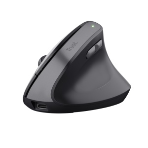 Mouse ergonomic fara fir Trust Bayo II, rezolutie maxima 2400 DPI, 6 butoane, interfata USB-C, 2.4GHz, negru - Img 5