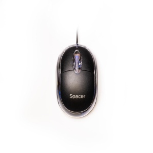 MOUSE Spacer, PC sau NB, cu fir, USB, optic, 800 dpi, butoane/scroll 3/1, negru, SPMO-080 - Img 2