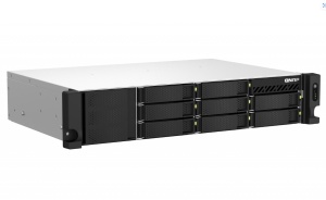 NAS QNAP 873AEU 8-Bay, CPU AMD Ryzen V1000 series V1500B 4C/8T 2.2 GHz, RAM 4GB (1x4GB) DDR4 SODIMM (max. 64GB total, optional ECC RAM support), HDD: 8 x 2.5"/3.5" SATA 6Gbps, 2x M.2 2280 PCIe Gen3 x1 (neincluse), LAN: 2 x 2.5GbE, optional 10GbE