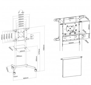 Neomounts by Newstar NS-M1250WHITE Mobile Monitor/TV Floor Stand for 37- 70" screen - Black Specifications General Min. screen size*: 37 inch Max. screen size*: 70 inch Min. weight: 0 kg Max. weight: 70 kg Screens: 1 VESA pattern: 200x200, 200x300, - Img 3