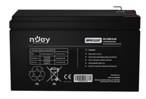 Acumulator nJoy GP07122F 12V 23.51W/cell Battery Model GP07122F Voltage 12V Power (1,65V/cell@15 min) 23.51W/cell Type VRLA - maintanance free Designed Floating Life 3~5 years Nominal Operating Temp. Range 25o C ± 3o C Terminal F2 terminal -Faston Tab - Img 5