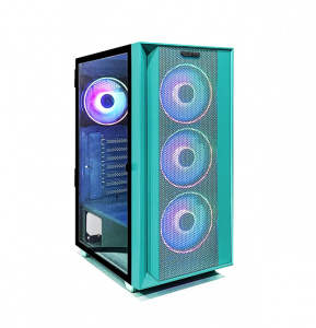 Carcasa PRO GAMING JUNGLE Mid Tower ARGB CYAN, Tempered Glass, Ventilatoare Suportate: 6 Ventilatoare Incluse: 4, 1x telecomanda+hub, Format Placa De Baza Suportat: Mini-ITX, Micro-ATX, ATX