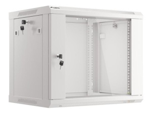 Dulap rack de perete 19", 9U, 600x450 mm, usa din sticla, gri, V2