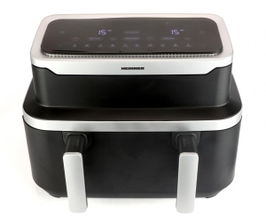 Friteuza dubla cu aer cald Heinner HAF-DDB9BK26, putere: 2600W, capacitate: 9L, control digital individual, temperatura: 80-220 grade C, timer 60 min, 10 programe presetate, auto-oprire, negru - Img 2