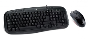 Kit Wired tastatura si mouse Genius KM-200, taste numerice, Negru