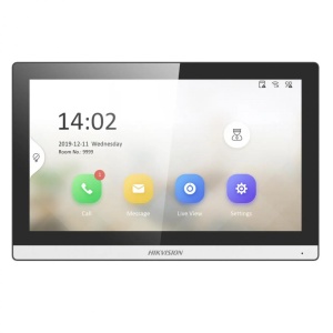 Monitor videointerfon modular 7" color Hikvision DS-KH6350-WTE1; ecran LCD 7" color cu touch screeen, rezolutie ecran 1024 × 600; design modern; Conectivitate: 10/100 Mbps self adaptive network ; TCP/IP, SIP, RTSP; Comunicare audio video bidirectionala;