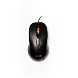MOUSE Spacer, PC sau NB, cu fir, USB, optic, 1000 dpi, butoane/scroll 3/1, negru, SPMO-F01 - Img 2