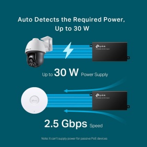 "2.5G PoE+ Injector Adapter PORT: 1× 2.5G PoE Port, 1× 2.5G Non-PoE Port SPEC: 802.3at/af Compliant, Data and Power Carried over The Same Cable Up to 100 Meters, Plastic Case, Pocket Size" - Img 3