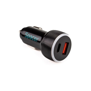 Alim. auto Spacer USB-A&C 17W negru - Img 3