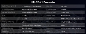 CREALITY HALOT-X1 RESIN 3D PRINTER, Tehnologie LCD, Volum printare: 211.68mm*118.37mm*200mm, Dimensiuni imprimanta: 344mm*331mm*434mm, Sursa lumina: Honeycomb Matrix, Expunere: 6500+10% μW/cm2, Rezolutie: 16K(15120*6230PX), Dimensiune pixel: 14*19μm, - Img 4