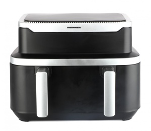 Friteuza dubla cu aer cald Heinner HAF-DDB9BK26, putere: 2600W, capacitate: 9L, control digital individual, temperatura: 80-220 grade C, timer 60 min, 10 programe presetate, auto-oprire, negru - Img 3