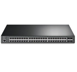 "JetStream™ 52-Port Gigabit L2+ Managed Switch with 48-Port PoE+ PORT: 48× Gigabit PoE+ Ports, 4× Gigabit SFP Slots, RJ45/Micro-USB Console Port SPEC: 802.3at/af, 384 W PoE Power, 1U 19-inch Rack-mountable Steel Case FEATURE: Integration with JetStream™
