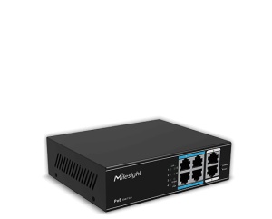"Switch Milesight MS-S0208-GL; Porturi:8×100Mbps PoE ports (RJ45) +2×1000Mbps unlink ports; Maxim 30 W per port, Buget 120 W; Performanta: Switching capacity 11.8Gbps, Forwarding 4.17Mpps Alimentare: AC 100~240V, 50-60Hz, 2.2A; Dimensiuni: 195mm x 130mm