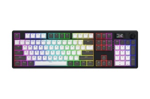 Tastatura wireless Hator Skyfall 100 Pro, interfata 2.4GHz, BT5.3, USB, polling rate 1000Hz, capacitate baterie 8000mAh, switch HATOR Aurum Vanila Silent linear, material tasta OMA, buton de control multimedia, sistem de anulare a zgomotului integrat,