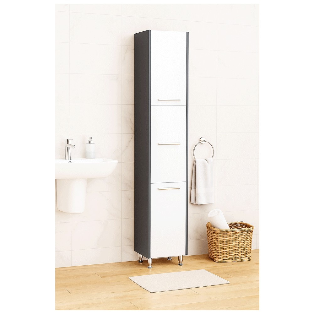 Dulap baie tip coloana GN0201, Pal lucios, 6 rafturi, 3 usi