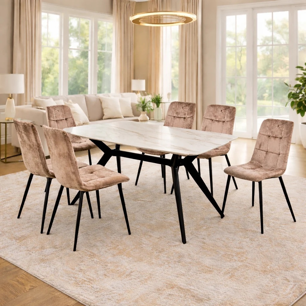 【SAKURA78】unico ELEMUT ダイニング Set masa living Elegant FDT4 blat ceramica structura metalica