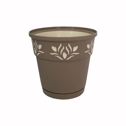 Ghiveci plastic cu farfurie 20 cm, 4 L – rezistent si elegant pentru flori si plante de interior