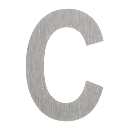 Litera C, metalica, pentru poarta, autoadeziva, inox, 80 mm