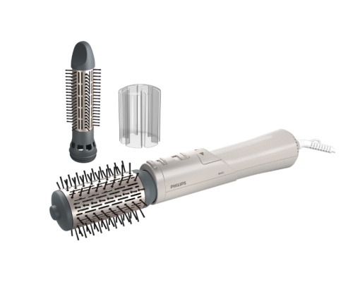 Perie rotativa cu aer cald PHILIPS Seria 7000 BHA710/00, 1000W, Ingrijire cu ioni, 2 accesorii, Setare temperatura de ingrijire, Peri naturali, Invelis ceramic din turmalina, Alb/Crem, L x A x I (mm) 345x150x95