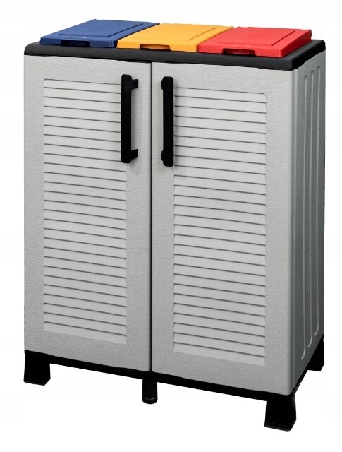 Cos gunoi selectiv cu 3 compartimente, 90 x 68 x 37 cm, F70/EColor3