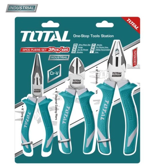 TOTAL - SET CLESTI 3 BUC (8 " PATENT UNIVERSAL, 6 " CLESTE CU VARF ASCUTIT, 6 " CLESTE TAIETOR) - CR