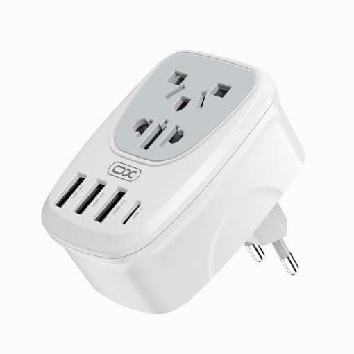 Adaptor MultiPriza EU, 2500W, 1 x USB-C, 3 x USB, XO-WL26, Alb