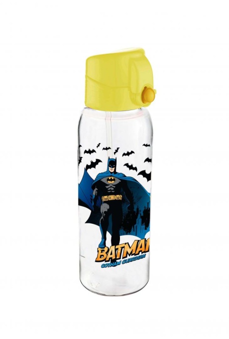 """Batman Water Bottle with Straw and Lock, 500 ml Size: 6.5x6.5x21.5 cm Material: plastic"""