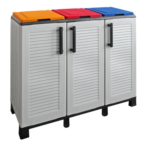 Cos gunoi selectiv cu 3 compartimente, 90 x 102 x 37 cm, F100/EColor