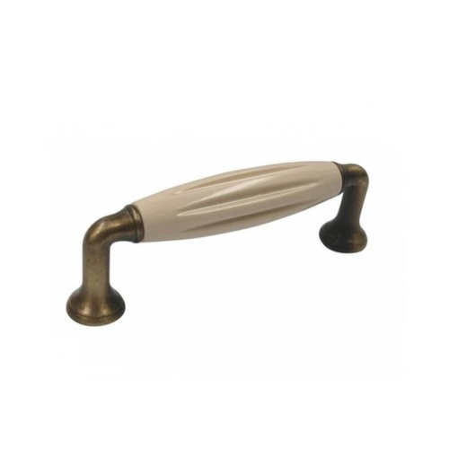 Maner bronz antic cu insertie bej 96mm
