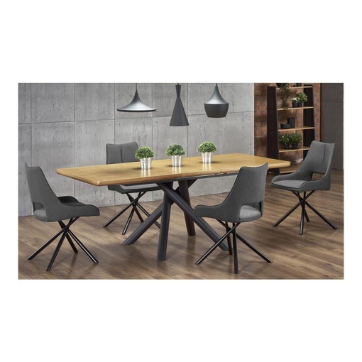 Masa extensibila living HM Derrick, MDF furniruit, cadru metalic