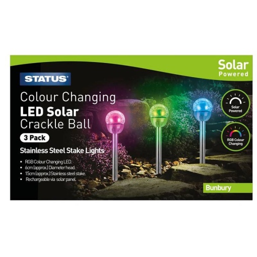 Setul de 3 lampi solare Bunbury RGB 6cm